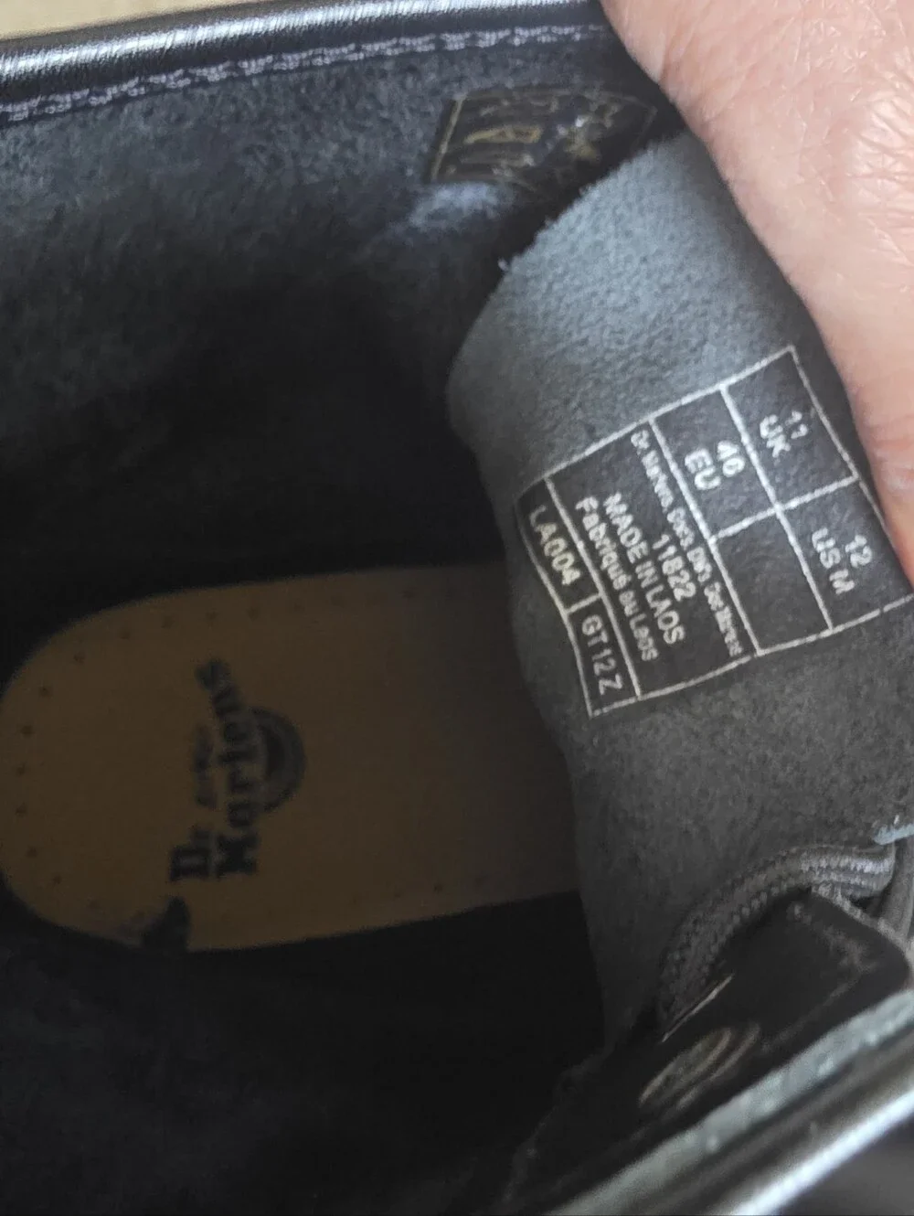Dr. Martens Black Leather Lace-Up Boots with Yellow Stitching
